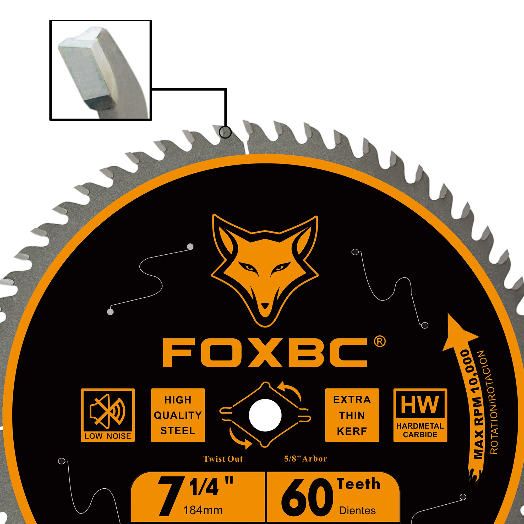 FOXBC-Lâminas de serra circular, substituição para DeWalt DWA171460, Freud Diablo, D0760A, D0760X, 184mm, 60T