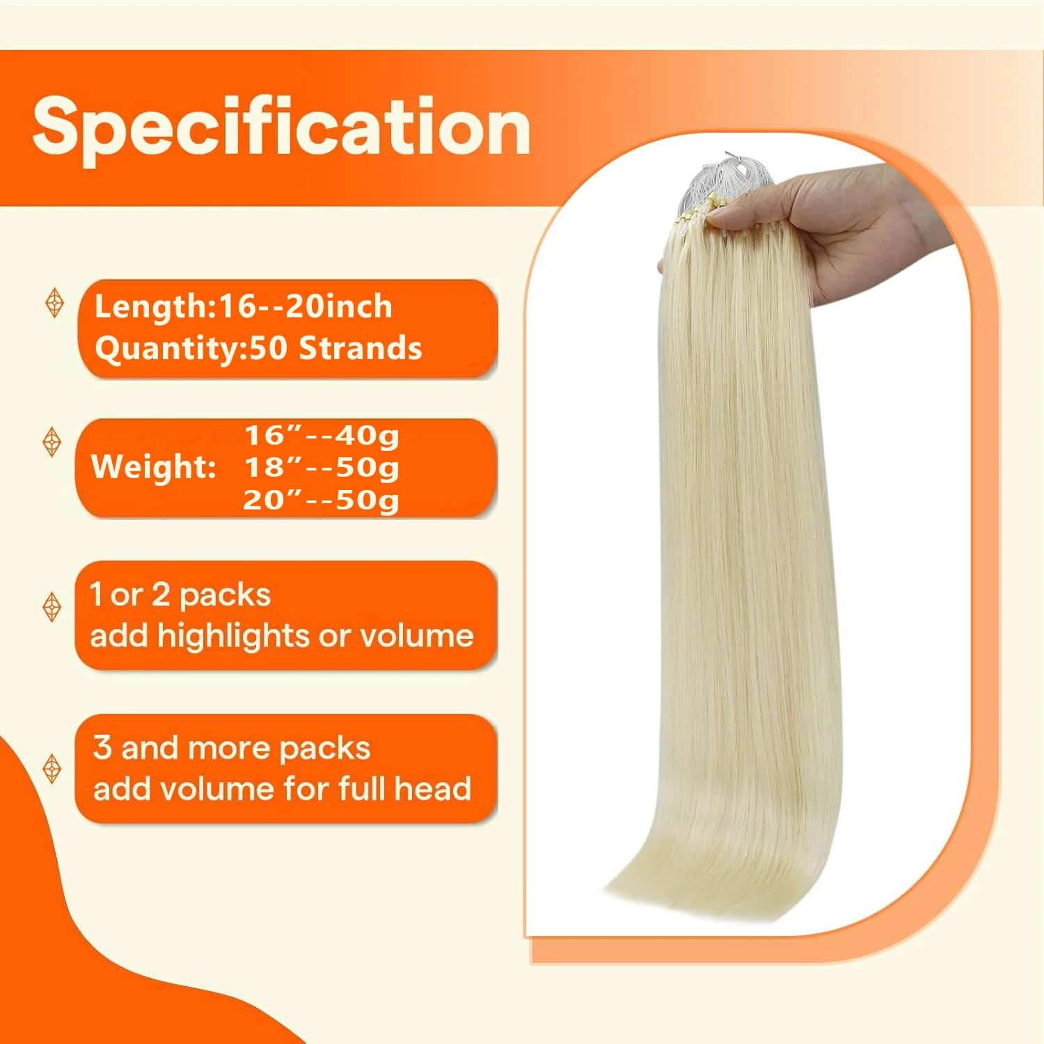 Platinablond echt menselijk haar Micro Loop Hair Extensions Micro Bead Cold Fusion Onzichtbare Micro Link Hair Extensions Lijmloos