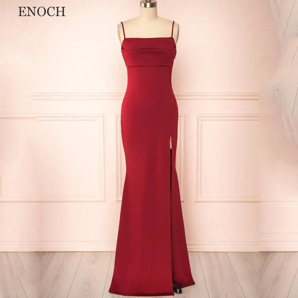 ENOCH-Vestido De Noche De sirena sin mangas, elegante, con apliques De lazo trasero abierta, lado alto, dividido, Formal, De LICRA