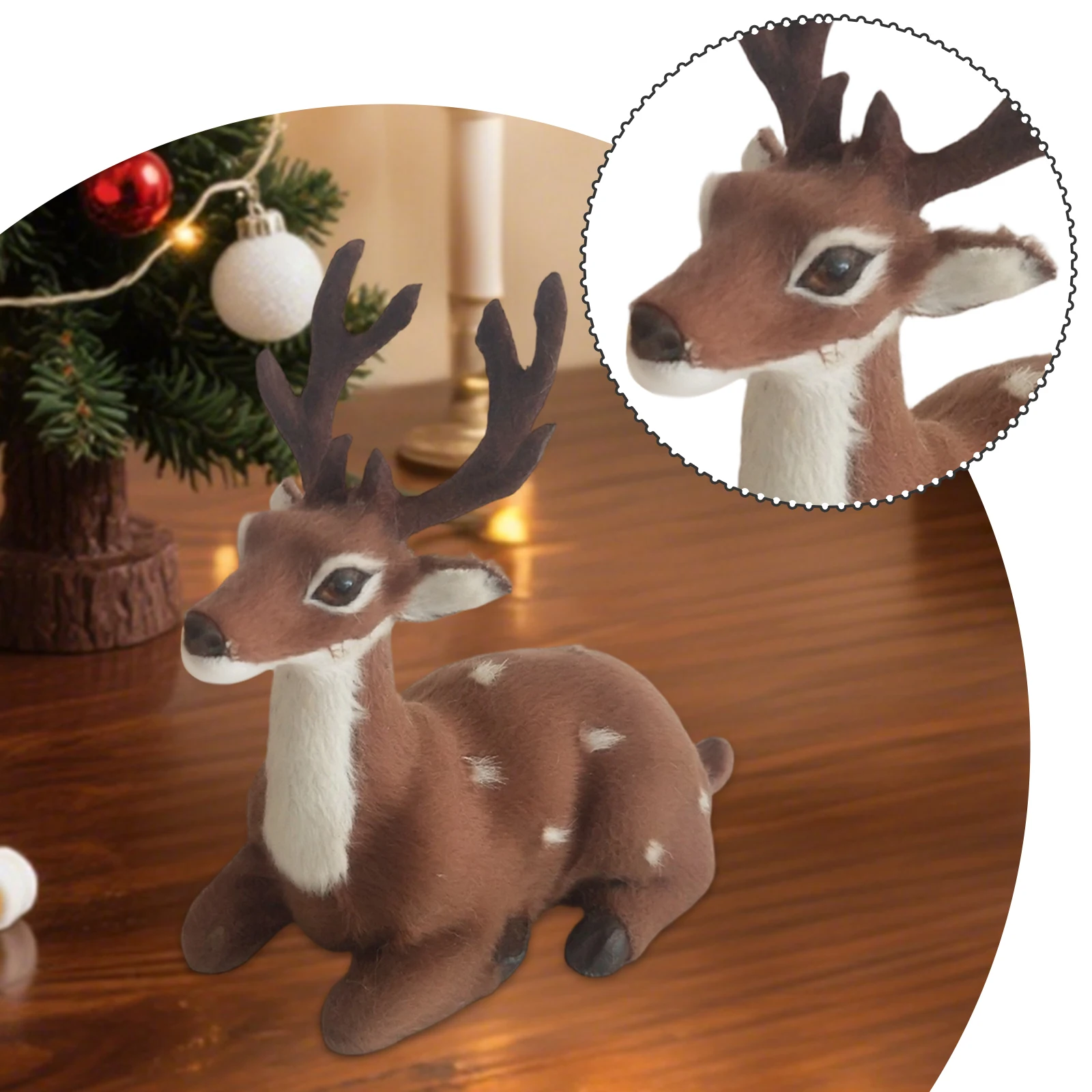 Simulation Lying Christmas Sika Artificial Deer Reindeer Fairy Garden Miniatures Prop Animal Model Figurine Shop Window Showcase