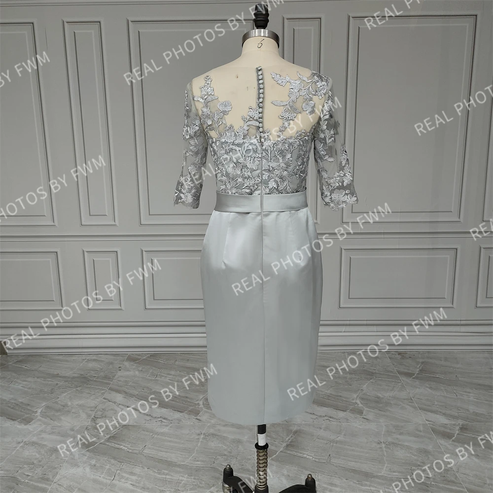 Customized Half Sleeves Bow Belt Sheath Mother Of The Bride Dress With Appliques Wedding Party Prom Evening Gown For Women