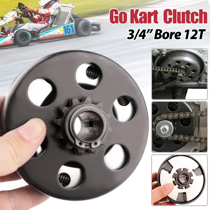 

Go Kart Clutch 3/4 Bore 12T for #35 Chain, Predator 212 Engine Centrifugal Clutch, with Screws Allen Wrench Clutch Bolts and Nut