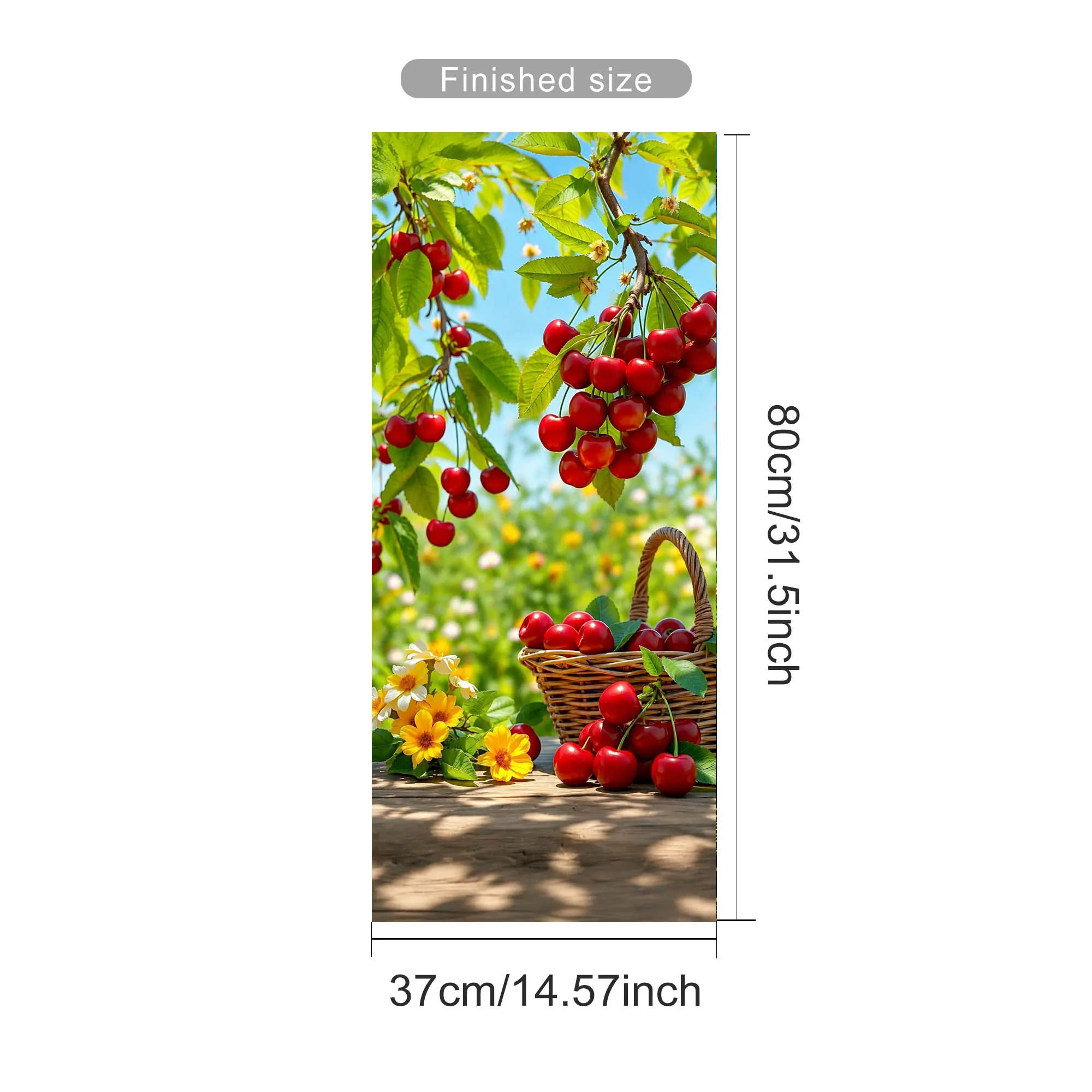 3D Wheelie Bin Stickers Outdoor Trash Can Decoration Summer Fruit Strawberry Apple Cherry Decals Garden Waste Bin Covers Panel view 6