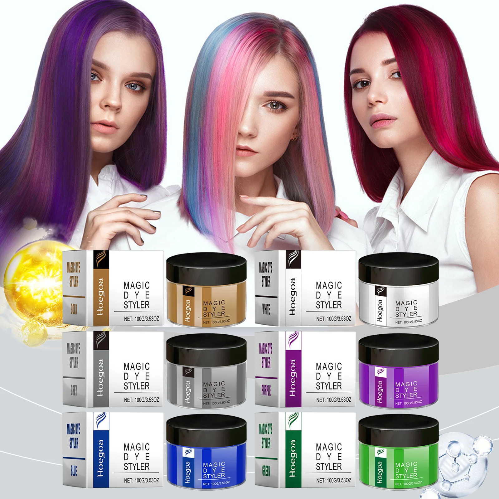 Hair Wax Series Bunte Haarfarbe Kräuter Sanfte feuchtigkeitsspendende Haarpflege und einfache Färbung Haarspülung Magic Dye Styler