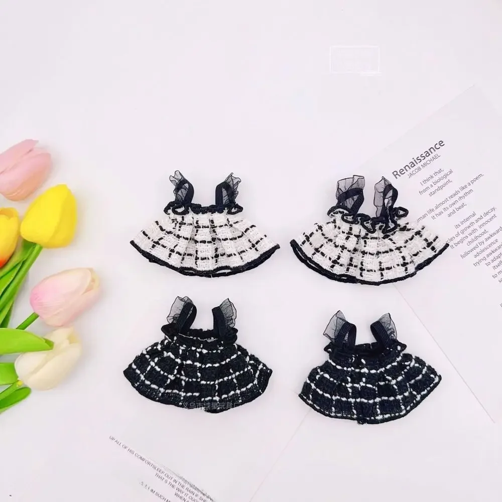 Modne ubranka dla lalek DIY ładna kolorowa spódnica w kratę akcesoria dla lalek dla 13cm Wallace Gromit Dog, 10-15cm bawełniana lalka — zdjęcie 2