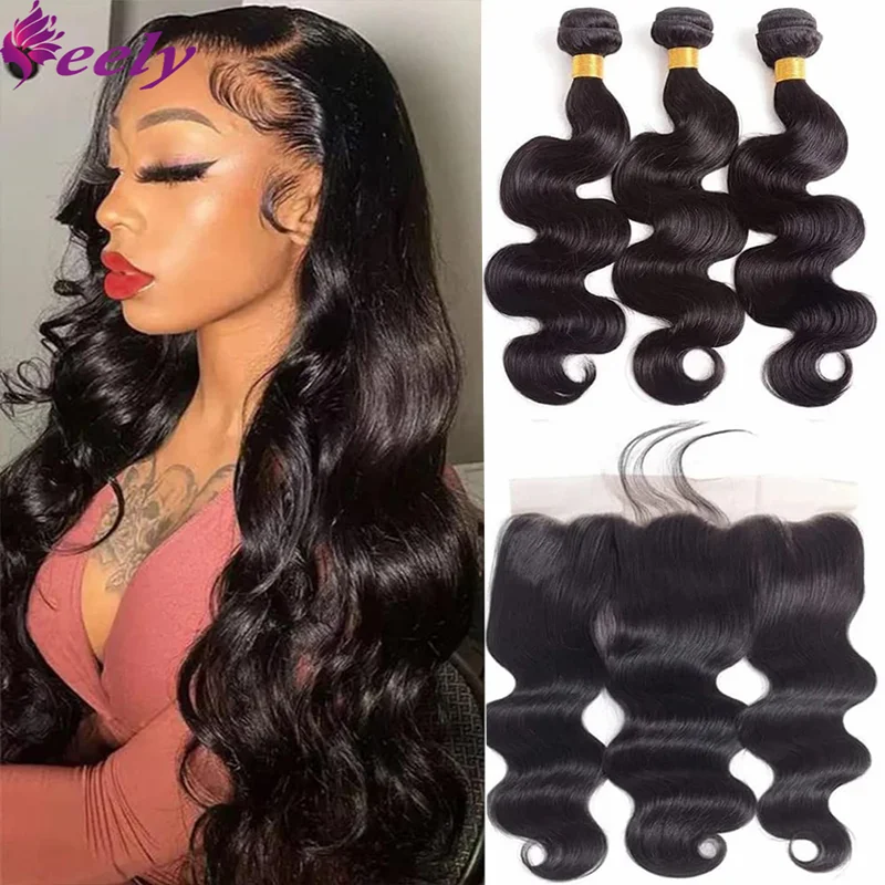 Frontal with Bundles With Brazilian Virgin Remy Human Hair Bundles with Frontal Lace Frontal with Bundles for Black Women