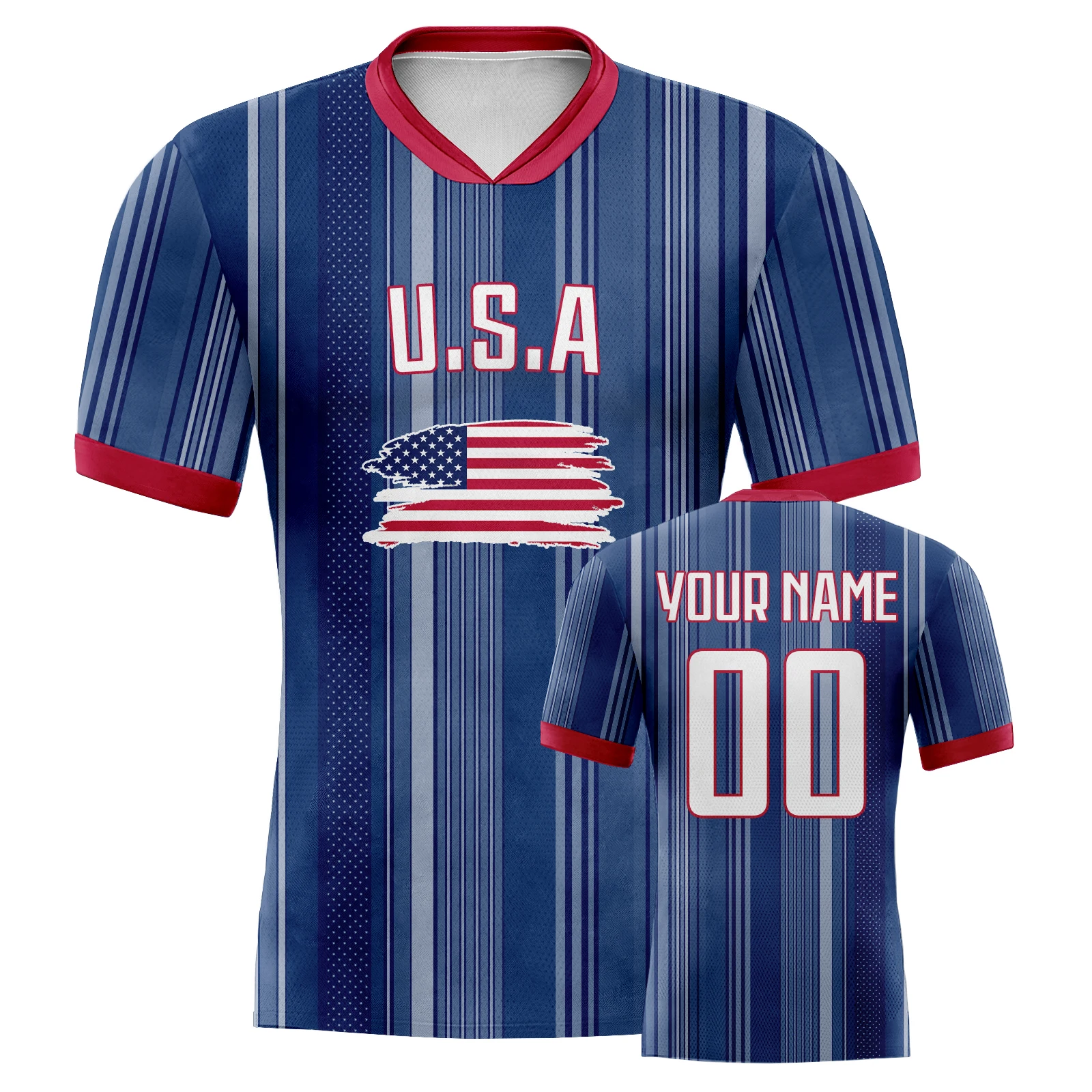 Custom USA Soccer Jersey Personalized Football Shirt with Printed Name Number Soccer Team Jerseys for Women Men Kids