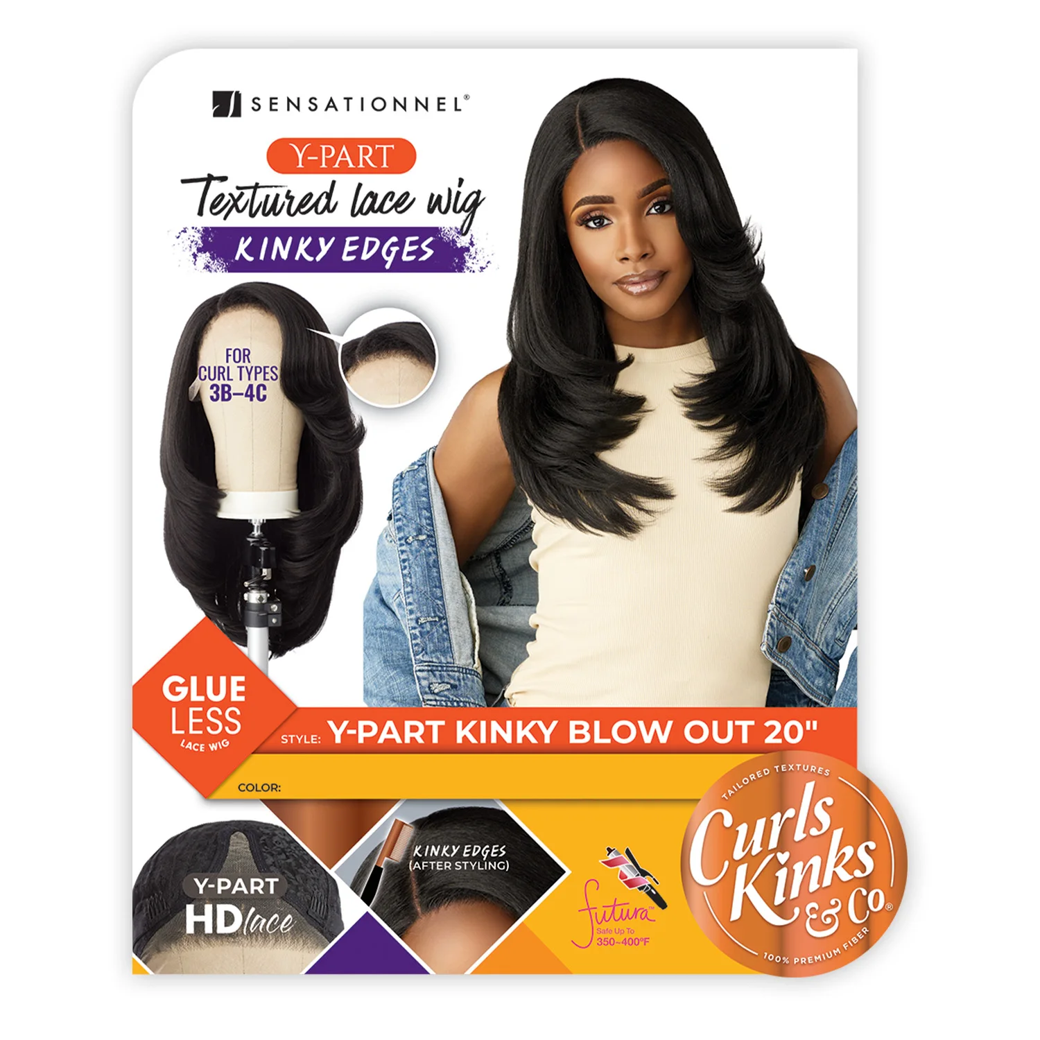 Sensationnel HD Lace Front Wig Curls Kinks N Co Glueless Kinky Edges Y-Part Kinky Blow Out 20