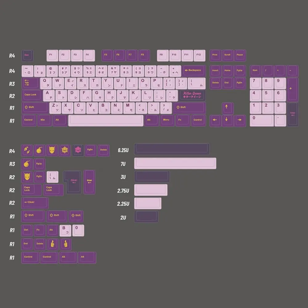 Cherry Profile GMK Deathly Queen Keycap PBT Dye Sublimation Keycaps 141Key For MX Switch Mechanical Keyboard GMK67 68 75 87 98