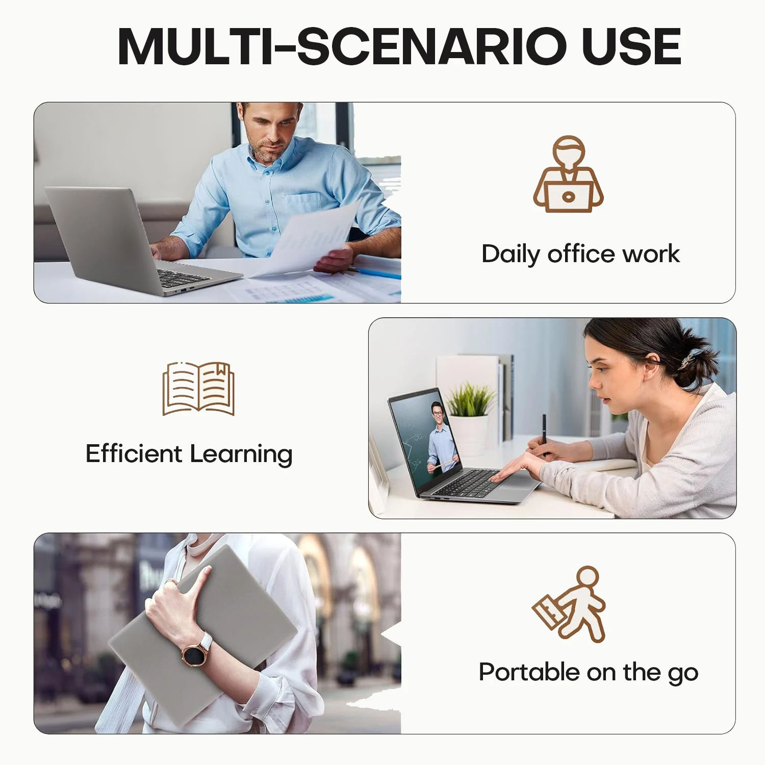 كمبيوتر محمول Erilles Windows 11 Pro Intel Atom A3950 2025 كمبيوتر محمول 12 جيجابايت رام 512 جيجابايت 1 تيرا بايت 2 تيرا بايت SSD 1080P كمبيوتر مكتبي للدراسة