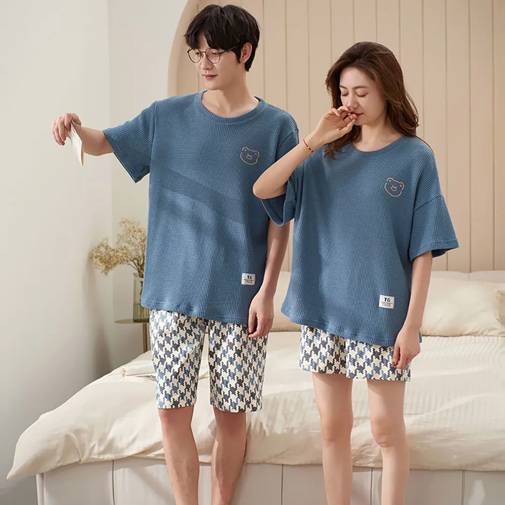 AONE Couple Choco Bear Short Sleeve Pajamas, Pajama Set, Couple Pajamas, Pajama, Homewear