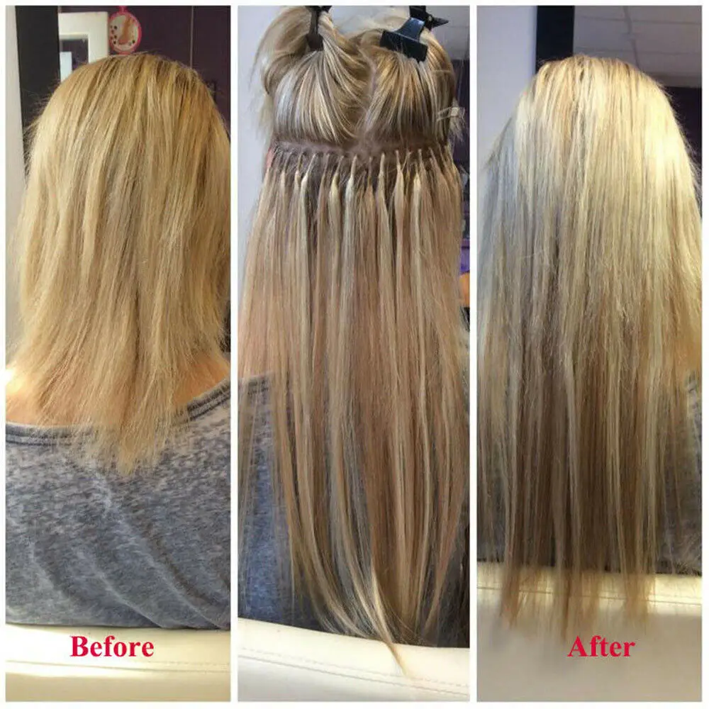 Imagen 6: Extensiones de cabello UNice I-Tip, 100 hebras/100 gramos, extensiones de cabello humano liso