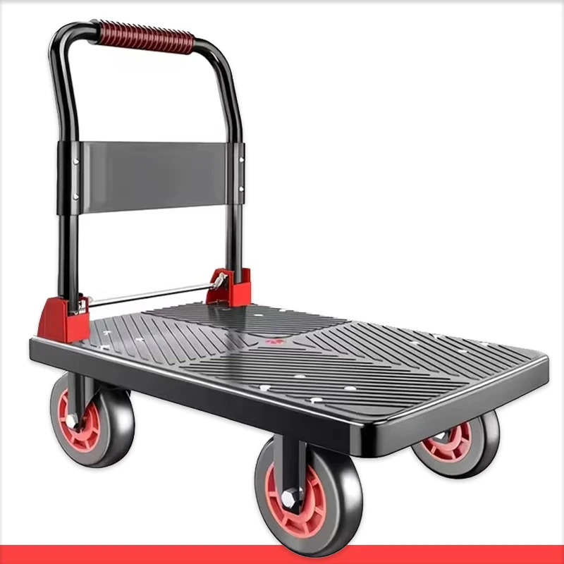 Multipurpose Platform Truck，Push Cart,Foldable Hand Trucks with 800LB Weight Capacity,Flatbed Cart with 360° Swivel Wheels, Heavy‑Duty Utility Cart with Fold Down Handle for Home,Garage,Warehouse and Workshop Use