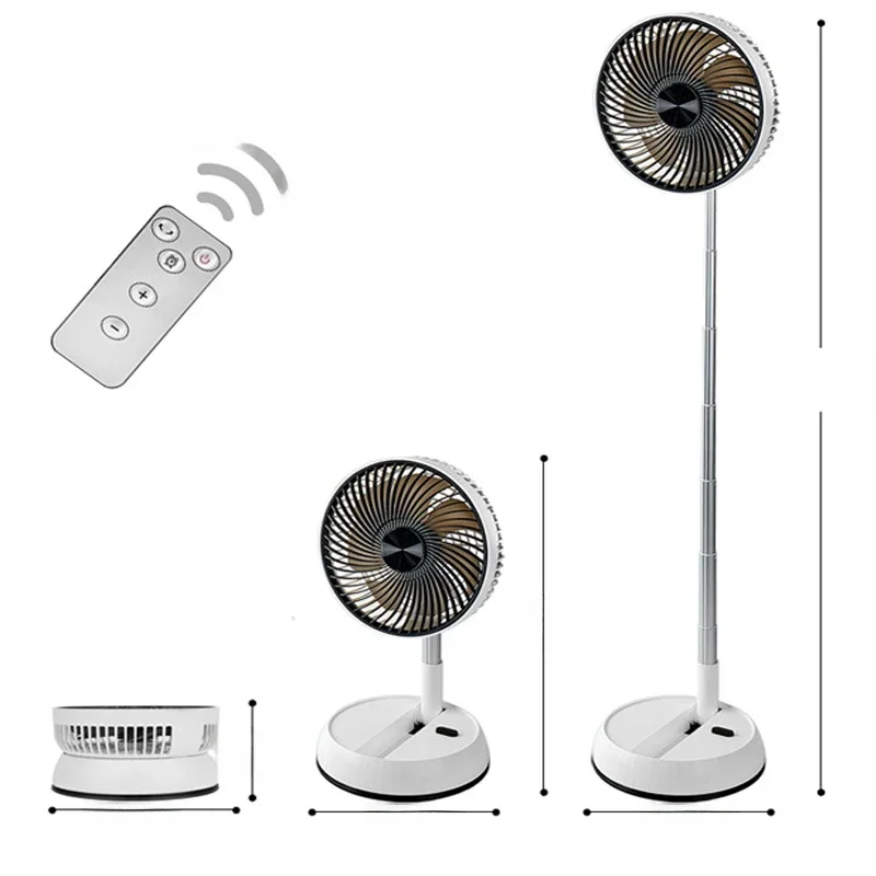 Tragbarer Faltventilator, 6000 mAh, USB-Fernbedienung, Luftkühler, geräuschlos, wiederaufladbar, kabellos, Standventilator für Zuhause im Freien