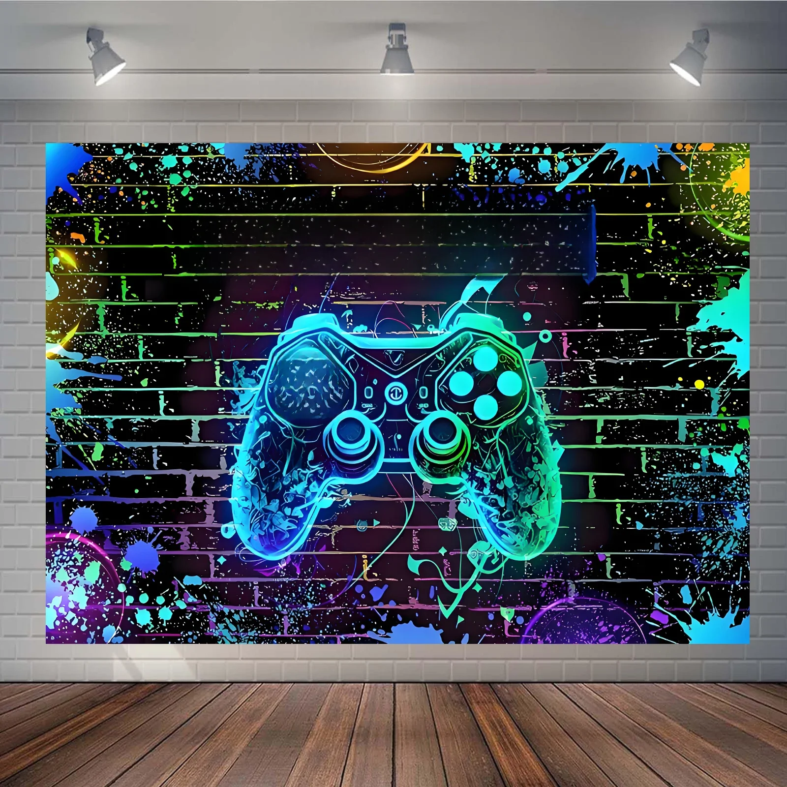 Jeu sur toile de fond jeu vidéo pour niveleur fête d'anniversaire décoration jeu vidéo joyeux anniversaire fond jeu nuit Arcade néon G