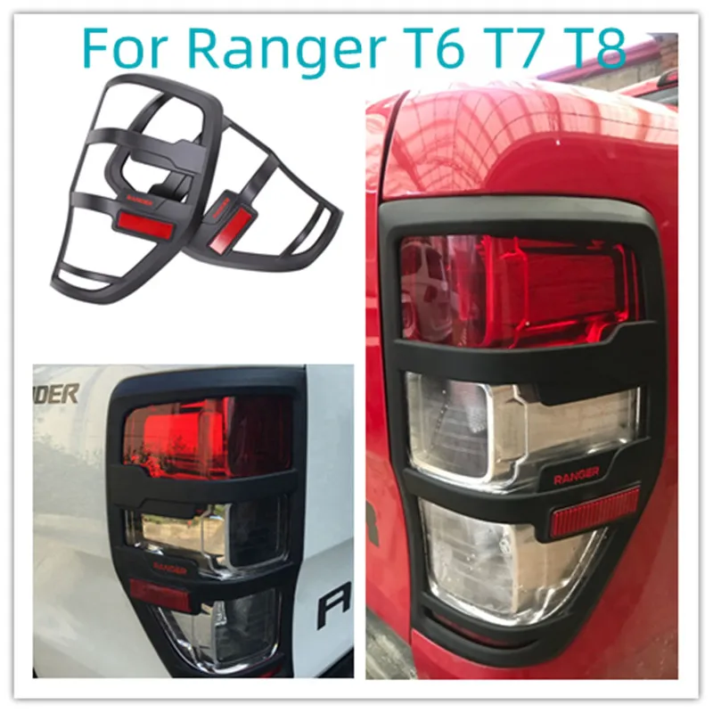 

For Ford Ranger Accessories 2012-2021 T6 T7 T8 Wildtrak Raptor Tail Light Cover Black Matte Exterior Rear Lamp Hoods Accessory