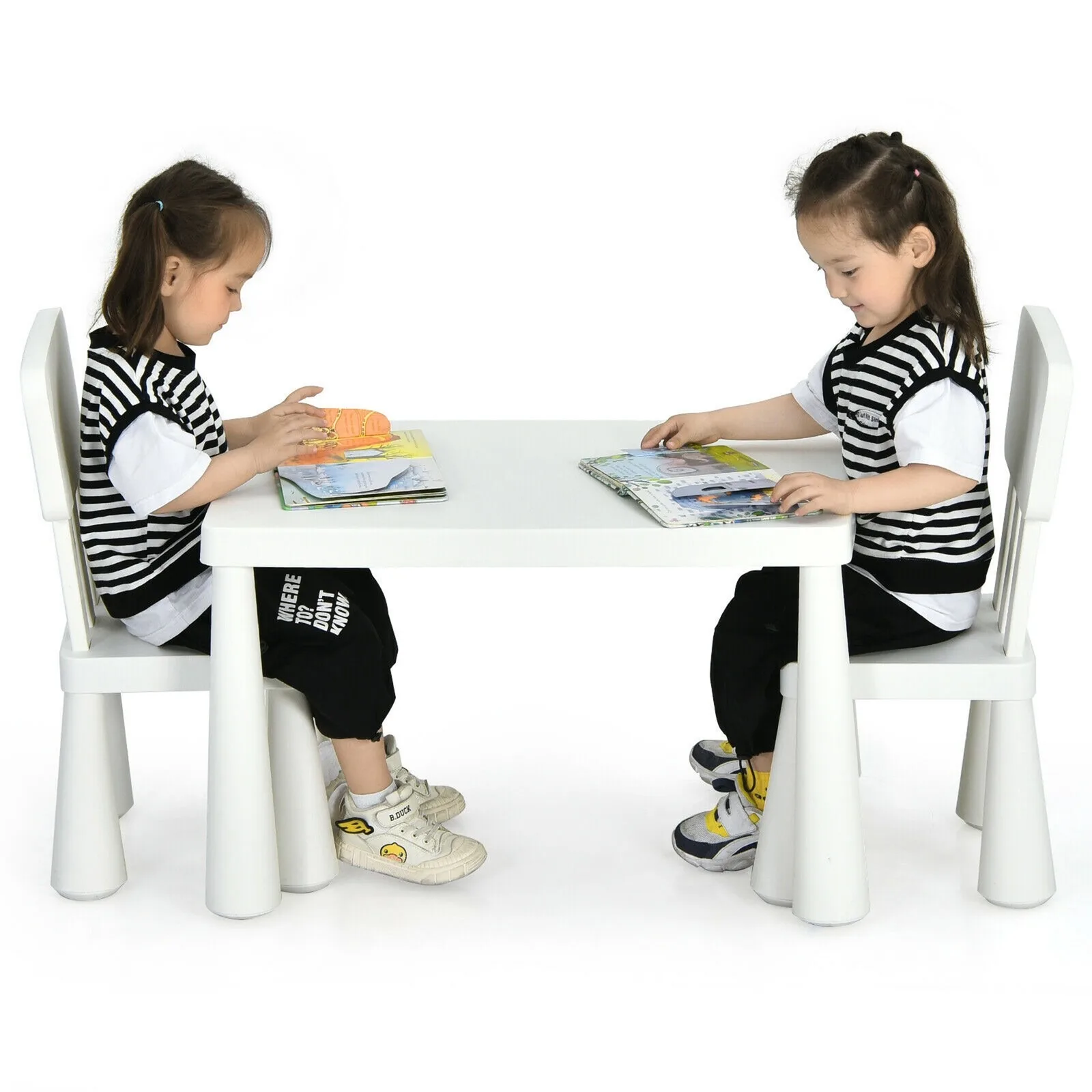 

Kids Table & 2 Chairs Set Toddler Activity Play Dining Study Desk Baby Gift