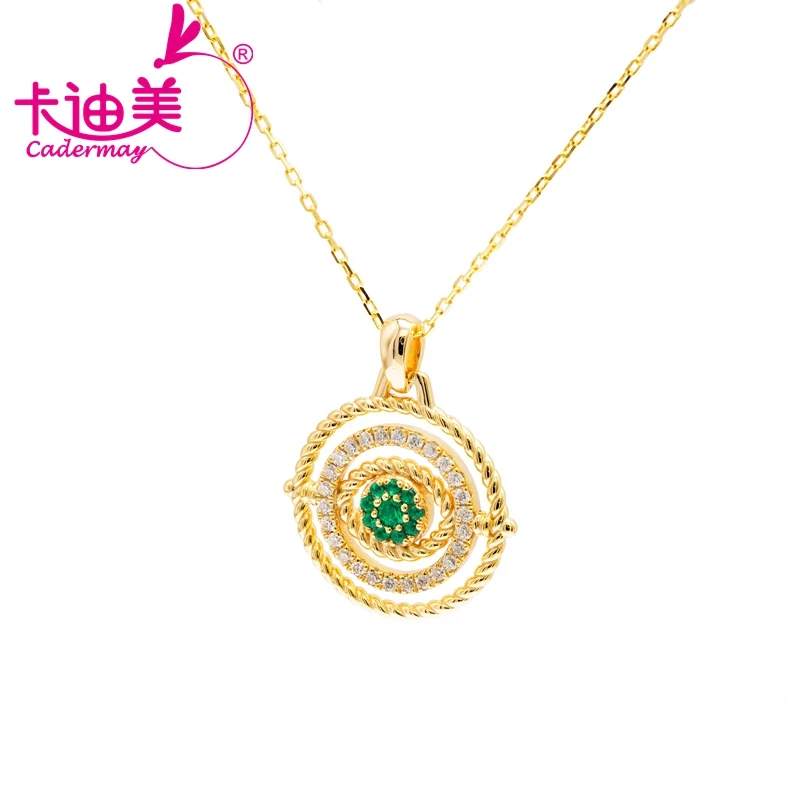 

CADERMAY Muzo Green Lab Grown Emerald 925 Sterling Silver Plated Gold 10k 14k Necklace For Women Party Wedding Anniversary Gifts