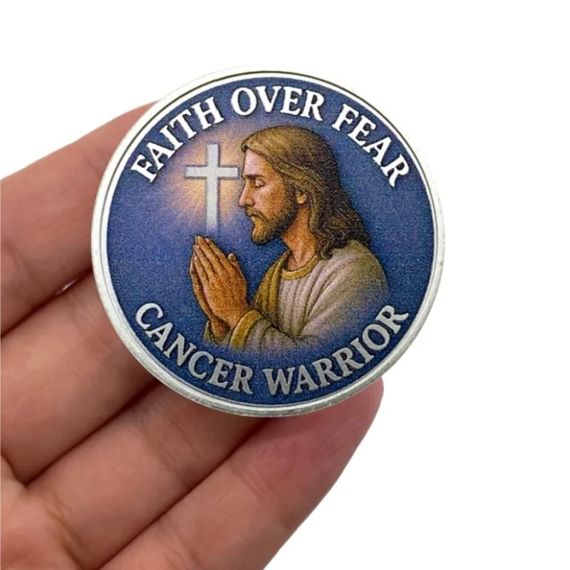 10pcs/set Faith Over Fear Christian Challenge Coin Warrior Prayer Silver Plated Collectible Coin Religious Gift