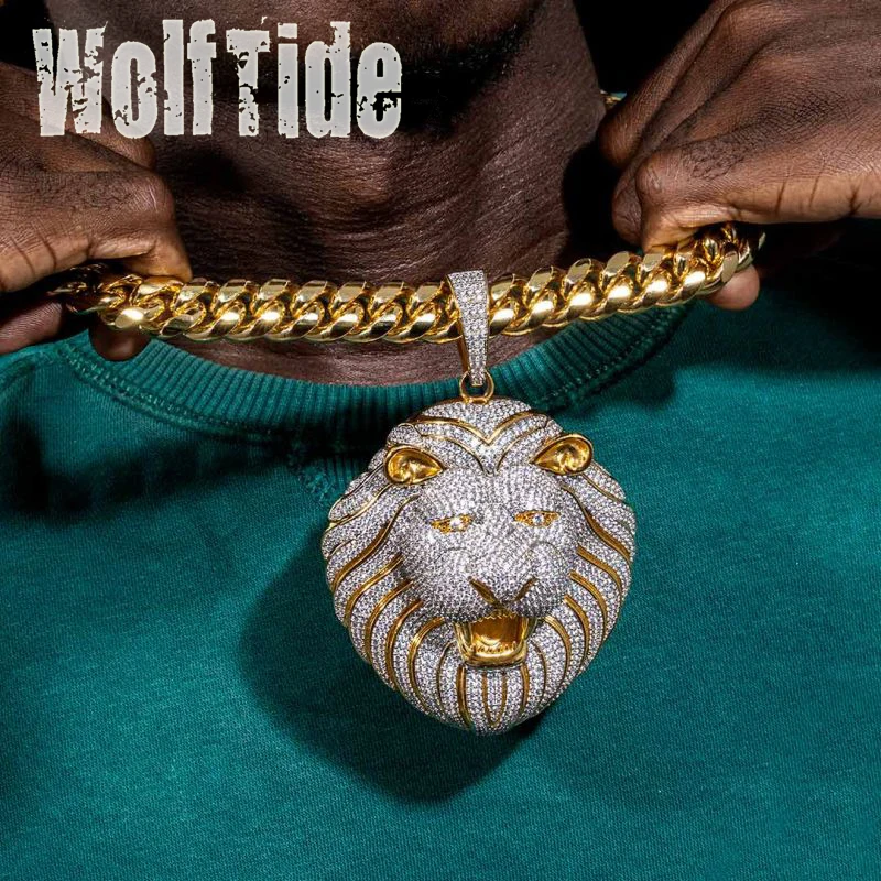 Top New In Hip Hop Lion Tiger Leopard Pendant Necklace Cubic Zirconia Gold Iced Out Grunge Personalised Rapper Jewelry for Men