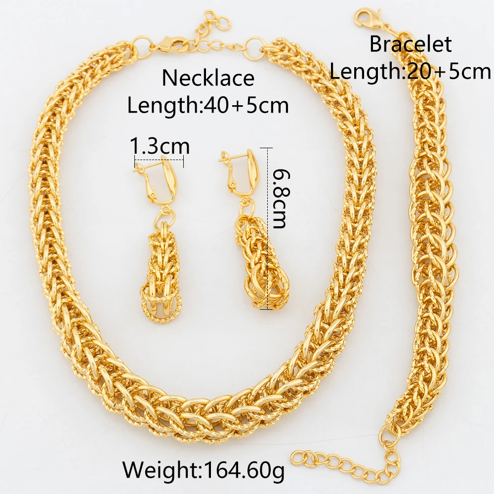 Trend Schmuck Sets Frauen Gold Überzogene Tropfen Ohrringe und Anhänger Set Hohe Qualität Kupfer Afrikanische Schmuck Hochzeit Party Geschenk