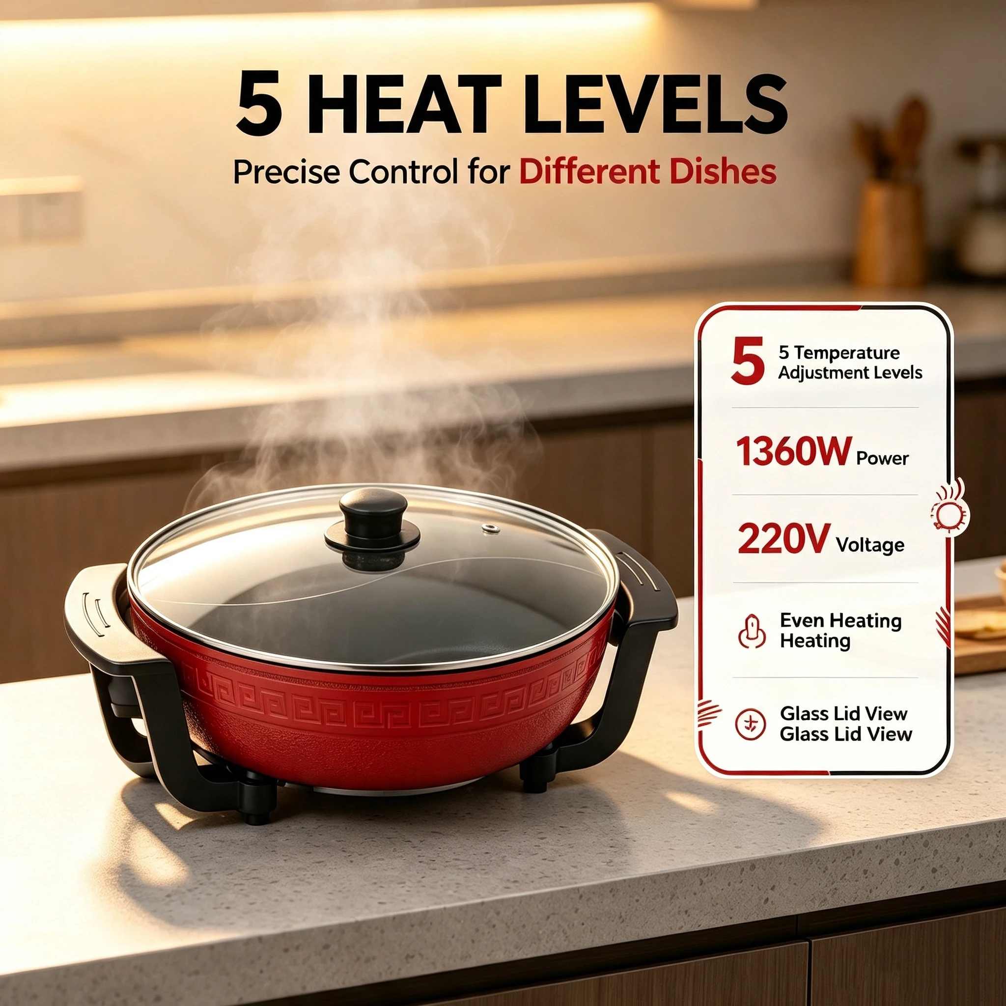 Marmite électrique 6L double marmite 1360W marmite électrique Yin Yang marmite Wok multifonctionnelle pour Restaurant familial
