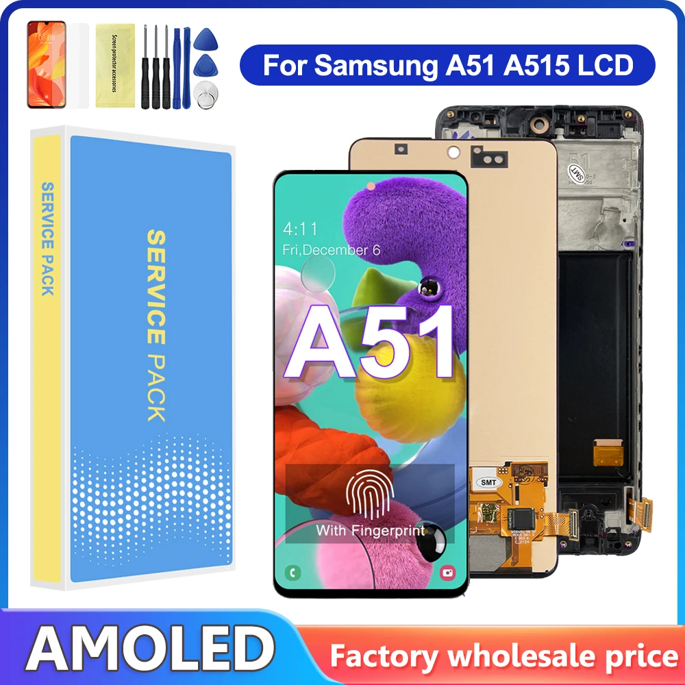 

Tested 6.5" AMOLED For Samsung A51 A515 LCD Display A515F/DS A515FD A515F LCD Display Touch Screen Assembly