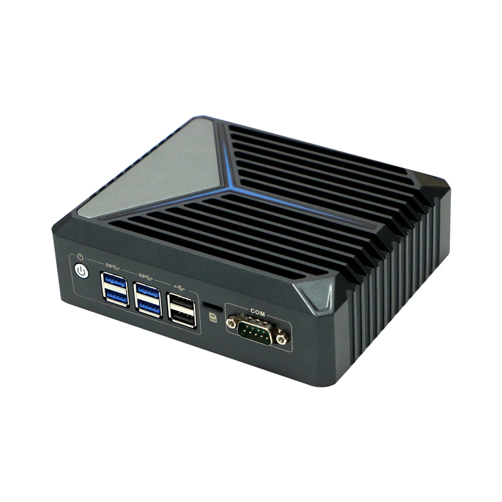 HUNSN Fanless Mini PC,Industrial Computer,Windows 11/Linux Ubuntu,TPM2.0,J6412,BX09,2LAN,2HDMI,COM,SIM Slot,8USB,WOL,Watchdog