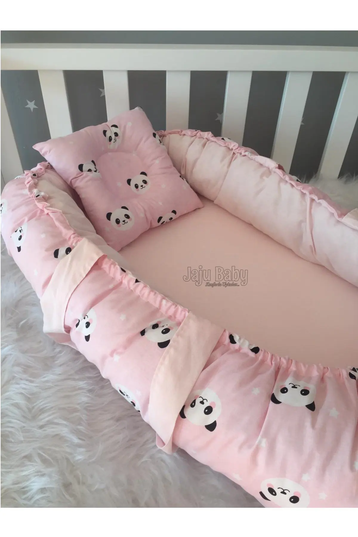 Handmade Powder Panda Design Luxury Orthopedic Babynest