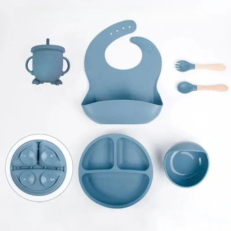 6 PCS Baby Meal Set Silicone Set Childrens Meal Training Set Talheres