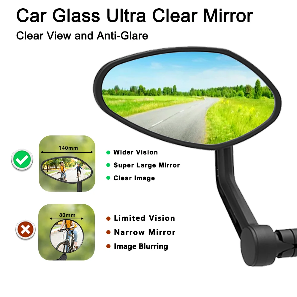 EasyDo Bicycle Rearview Mirror Safety Reflector Cycling MTB Road Handlebar End Mirror HD Wide Angle Mirror Bike Accessories