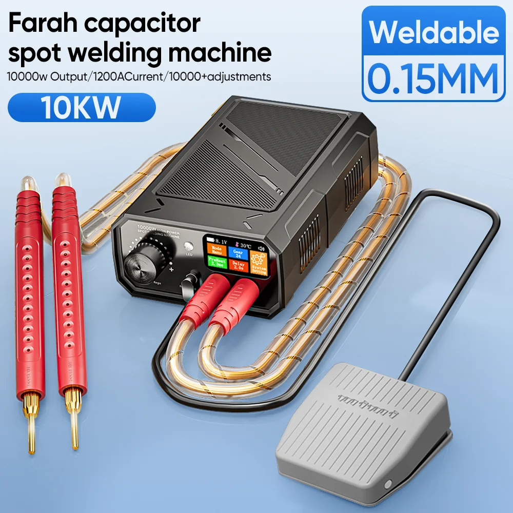 Soudeuse par points 10000W haute puissance, machine de soudage par points à double impulsion portable 1200A, courant réglable pour batterie 18650