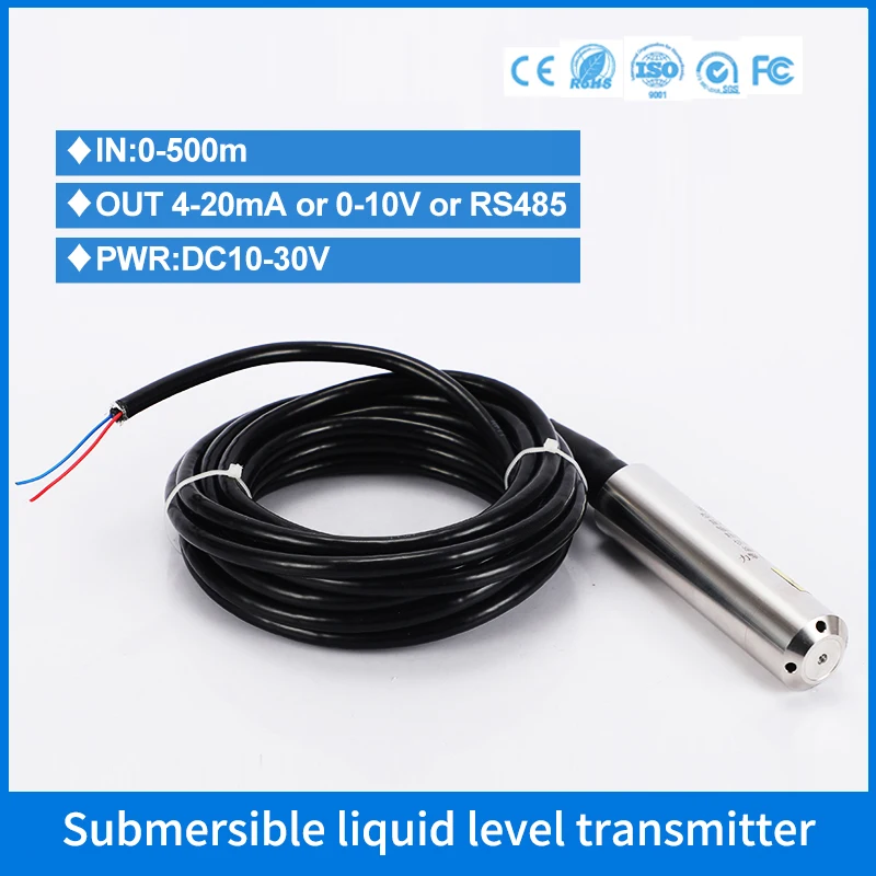 

50M Submersible 4-20mA/0-10V Water Level Sensor Input Probe Sensor For Deep Well