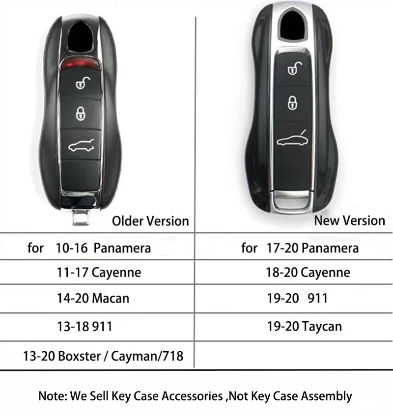 Funda de llave subgris para mando a distancia, accesorios de reemplazo para mando a distancia de Porsche 718 911 Panamera Cayenne Macan Boxster