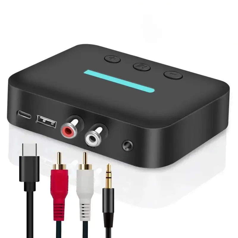 USB Bluetooth 5,3 Audio Receiver Adapter Wireless Stereo Musik 3,5mm AUX R/L RCA Unterstützung U-Disk Wiedergabe für Desktop Lautsprecher Verstärker