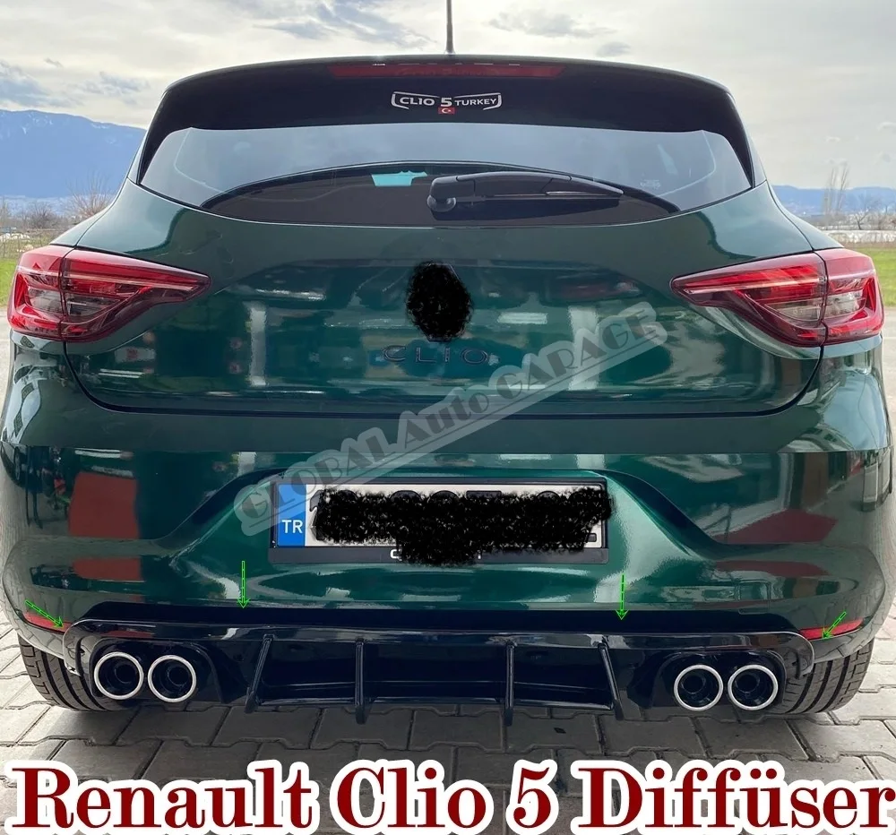 For Renault Clio 5 Rs Diffuser 2019 2020 2021 Extension Rear Bumper Attachmen Car Styling Auto Accessory Exhaust Universal Sport