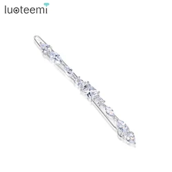 LUOTEEMI 1Pcs Shining Crystal Zircon Hair Clip For Women Elegant Korean Design Snap Barrette Stick Hairpin Friendship Gift