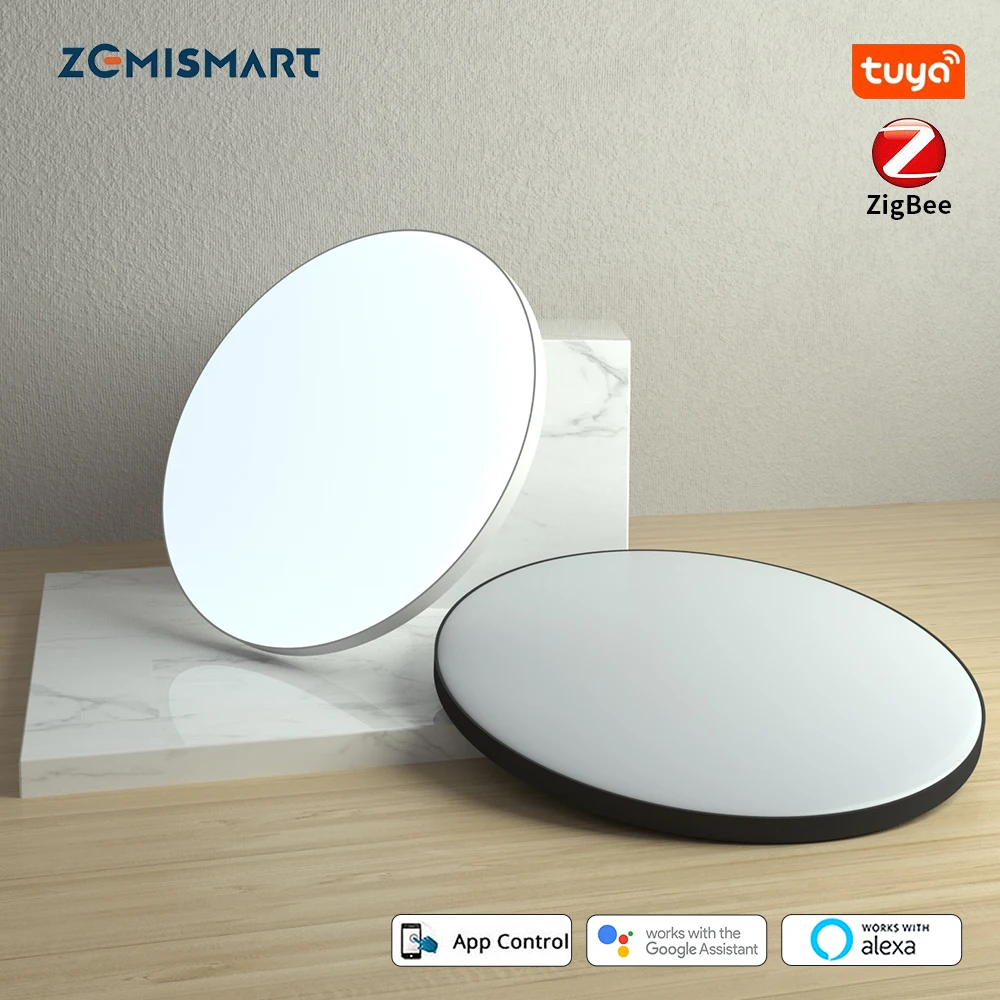 Zemismart-luz de techo LED inteligente Tuya Zigbee, lámpara de baño RGBCW, Alexa, Google Home, Homekit, montaje en superficie, luz regulable, 24W