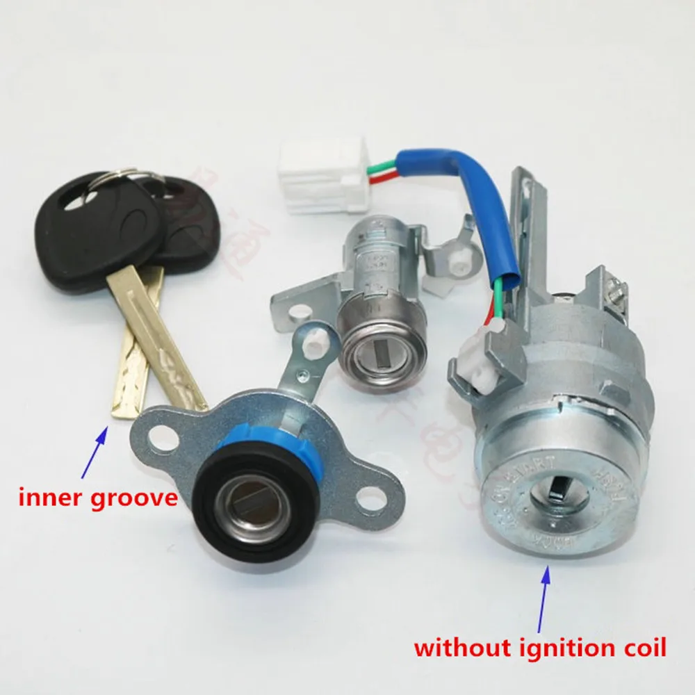 Car Lock Cylinder Full Set Ignition Lock Door And Trunk Locks Cylinder With Inner Groove Key For Hyundai Verna