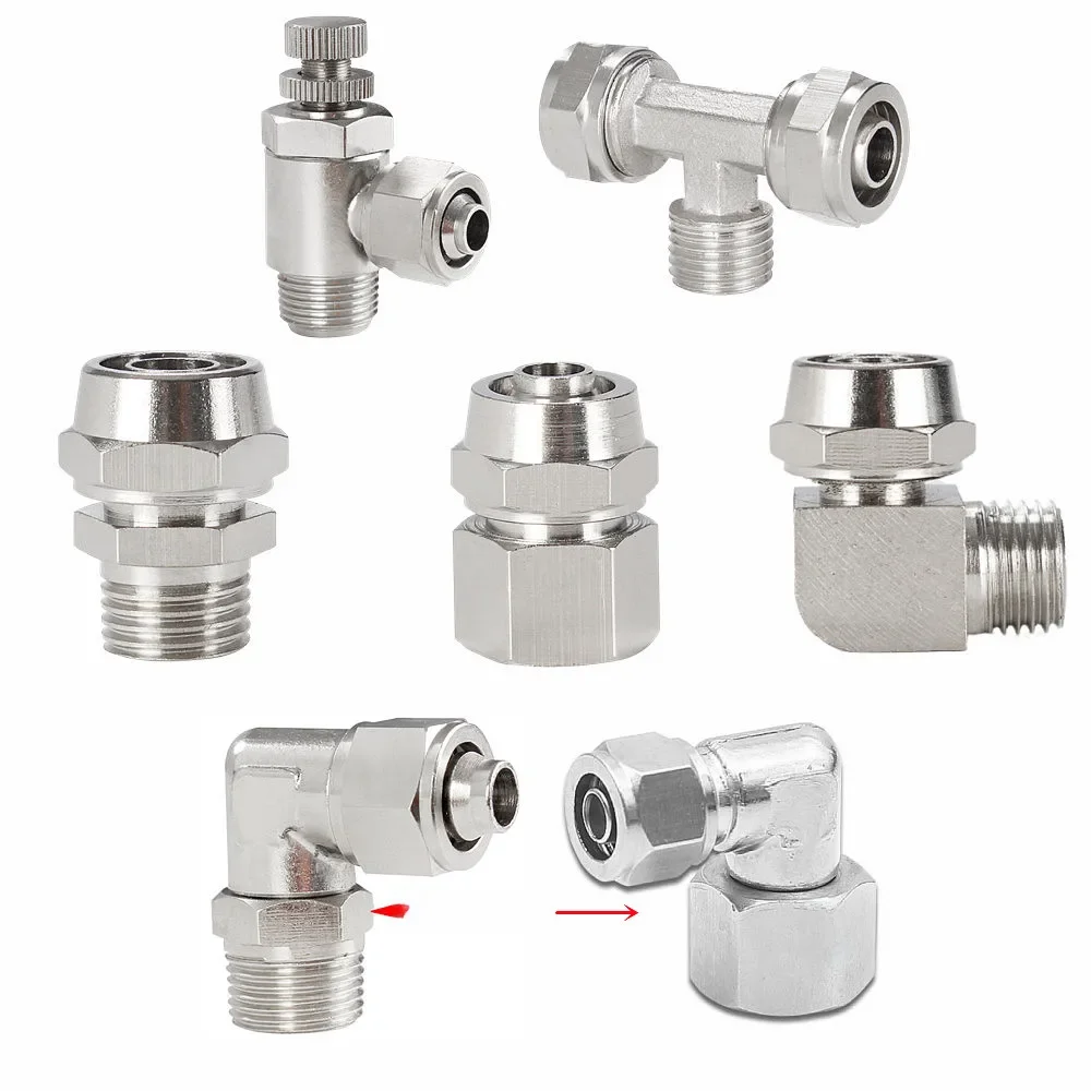 Filetage interne en cuivre nickelé filetage externe 1/8" 1/4" 3/8" 1/2" pouces filetage (PT) connecteur rapide trachée 4 6 8 10 12 mm