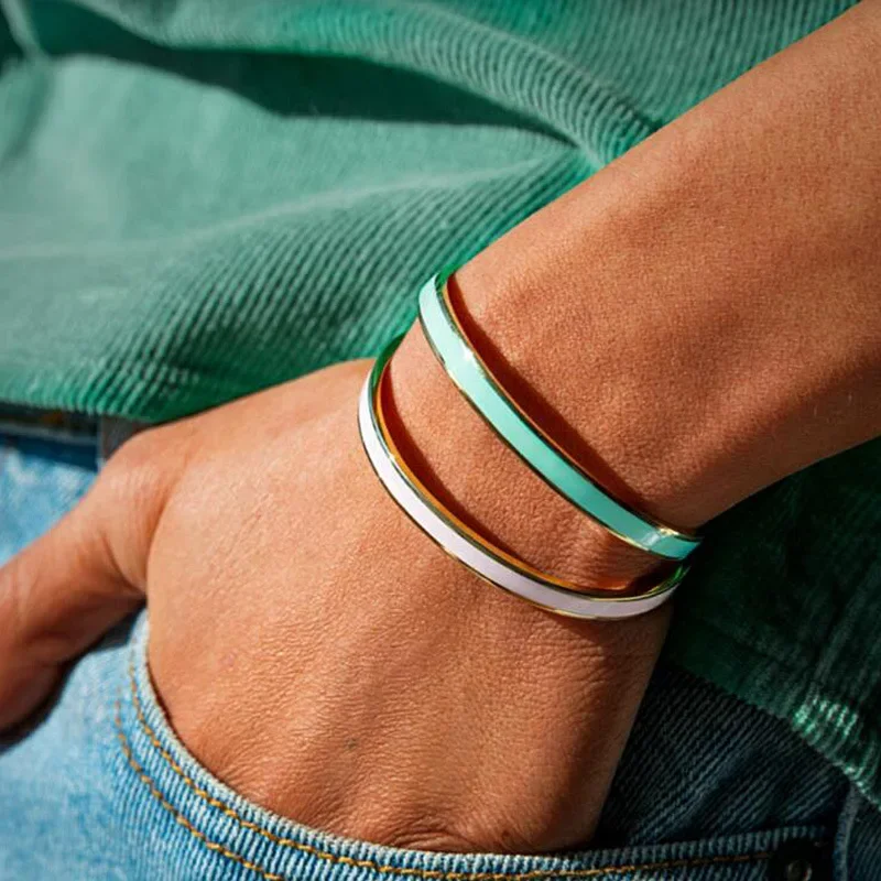 G & d trend ige Edelstahl bunte Tropfen Öl vergoldet Manschette Armreif für Frauen Schmuck Party