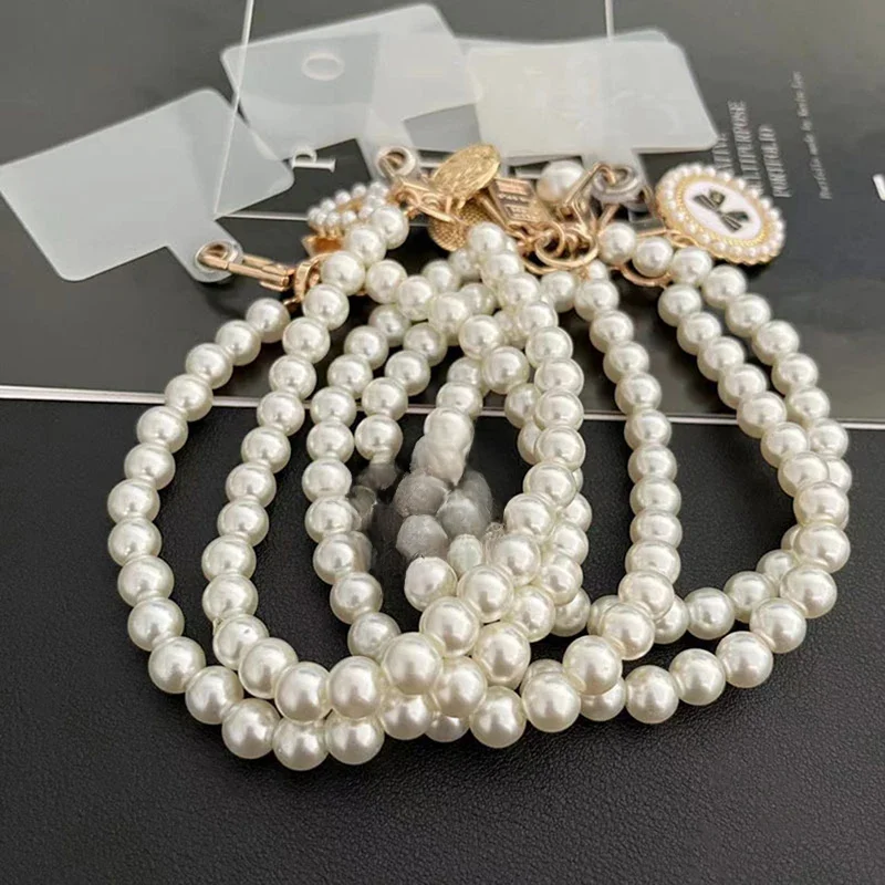 Lanière courte en perles pour téléphone portable, pendentif en biscuits, lanière tissée à la main, dragonne, étui arrière, pendentif anti-perte, mode