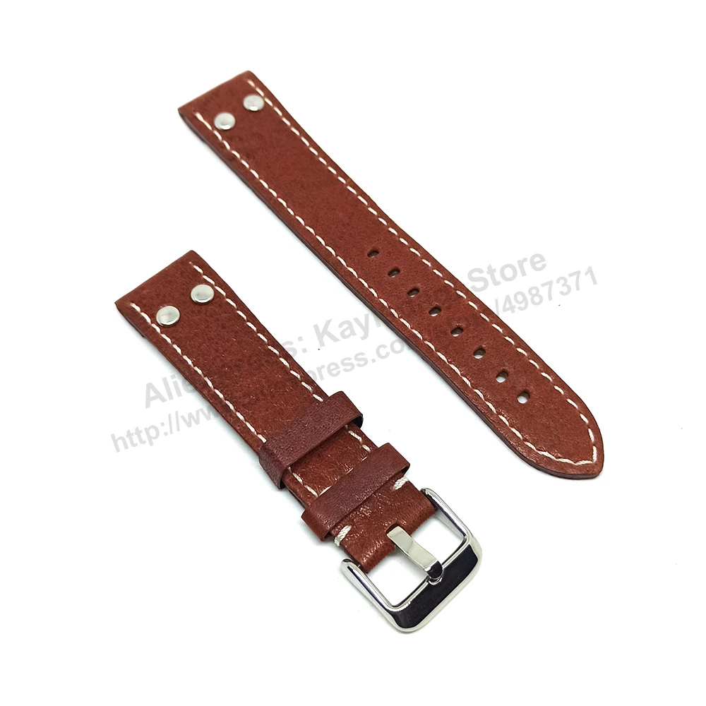 Fits/For TW Steel Canteen TW1000-1 - 20mm Brown Rivet Genuine Leather Replacement Watch Band Strap