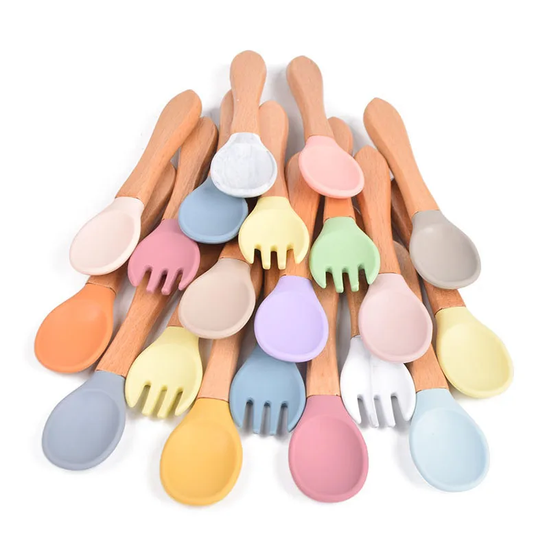 Baby Feeding Spoons Dishes Tableware for Children Flatware Cutlery Spoon Silicone Tools for Patch Work lot Soup Ladle