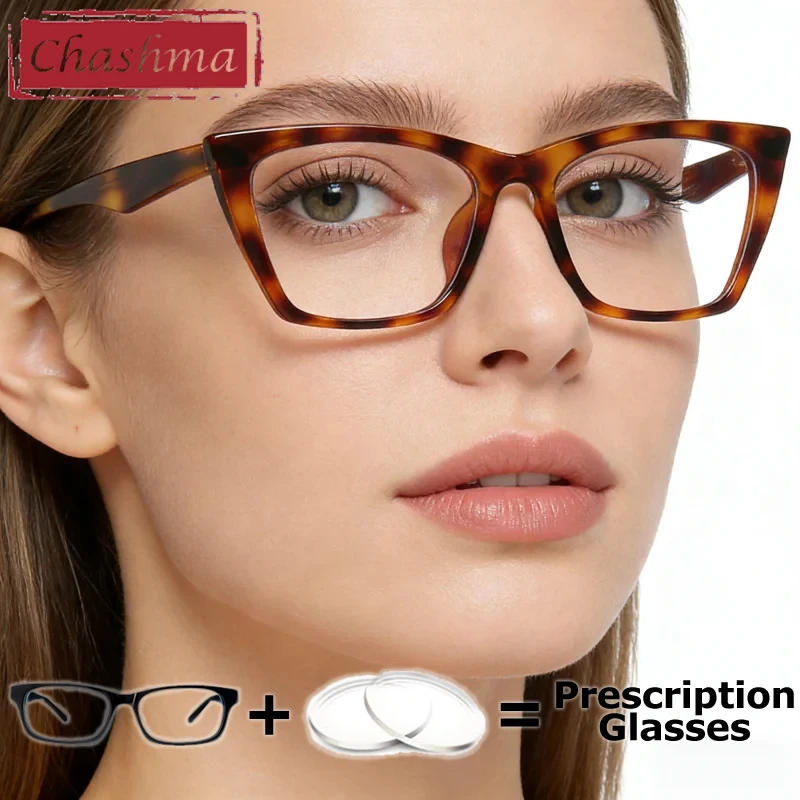 

Chashma Prescription Glasses Women Eyeglasses Frames Durable Optical Clear Transparent Crystal Myopia Lenses Leopard Trend Gafas