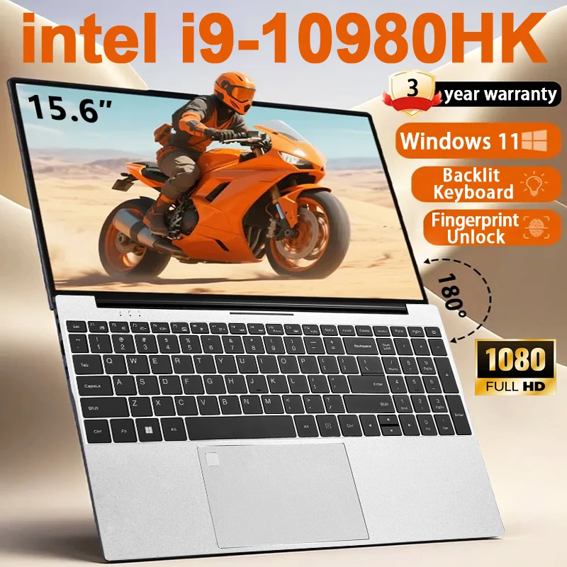 Portátil Intel Core i9 10980HK 2026 con Windows 11 Pro, Pantalla de 15.6 Pulgadas, 16GB de RAM, SSD de 1TB/2TB, Desbloqueo por Huella Dactilar, para Oficina y Juegos