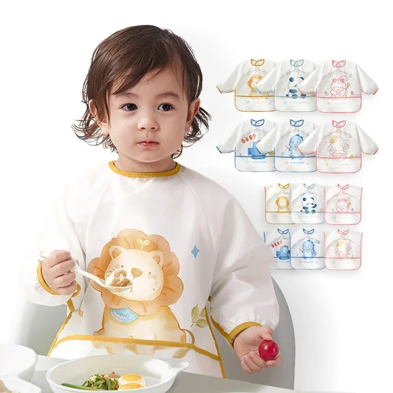 Nouveau bavoir bébé dessin animé enfant en bas âge imperméable à manches longues tablier d'alimentation enfant bébé mignon Art Smock vêtements bébé trucs pour 0-4 ans