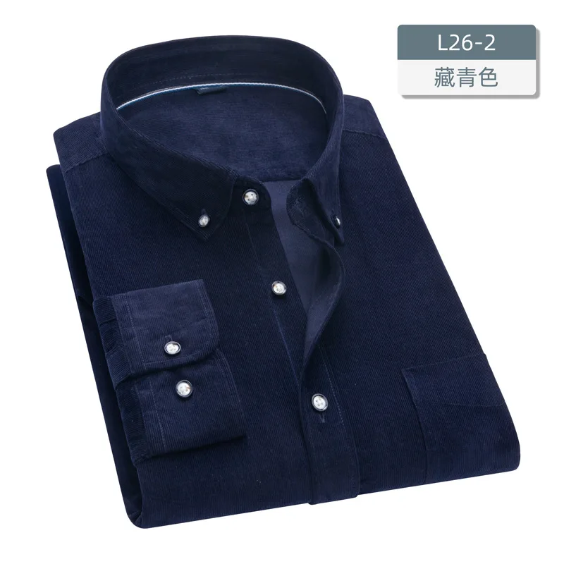 100% cotton high-end commercial enzyme washed corduroy autumn and winter men's long sleeve shirt