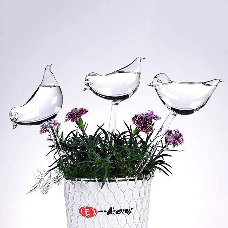 25x10CM Automatic Flower Watering Device Plant Waterer Self Watering Globes Bird Shape Hand Blown ClearPlastic Aqua Bulbs