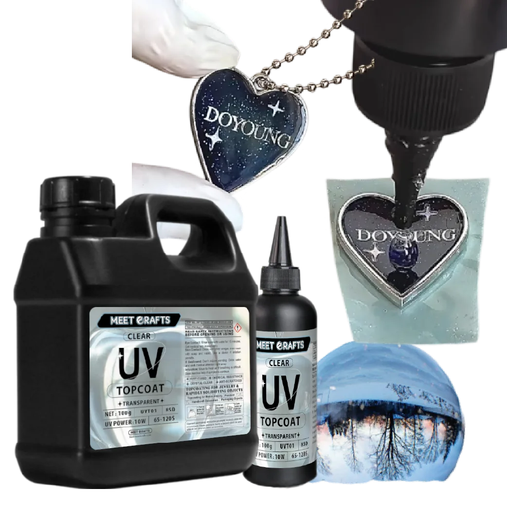 

Meetcrafts 100g/1kg UV Resin Multi-Material Topcoat Universal for Wood/Plastic/Metal/Marble and Jewelry Surface Protection